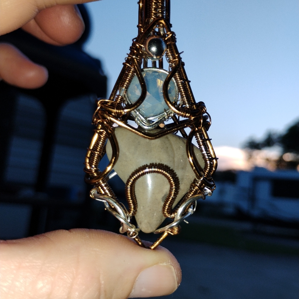 Copper and Silver ToneVictorian-Inspired Wire Wrapped Necklace